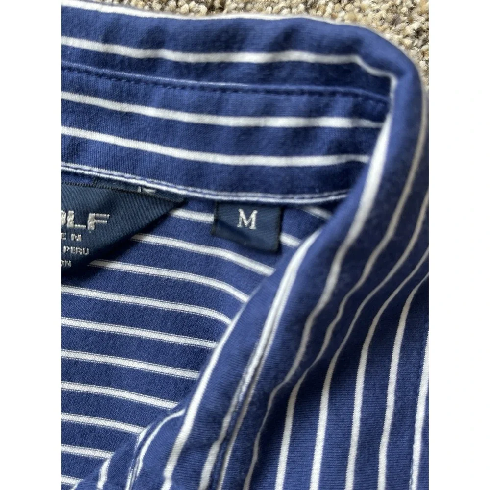 Polo Golf Ralph Lauren‎ Polo Shirt Mens M Pony Blue/White Striped Short Sleeve